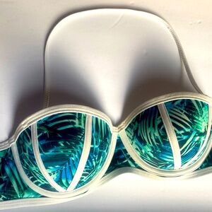 PINK VS swim top with underwire push up Hawaiian teal and white Med (A-C)